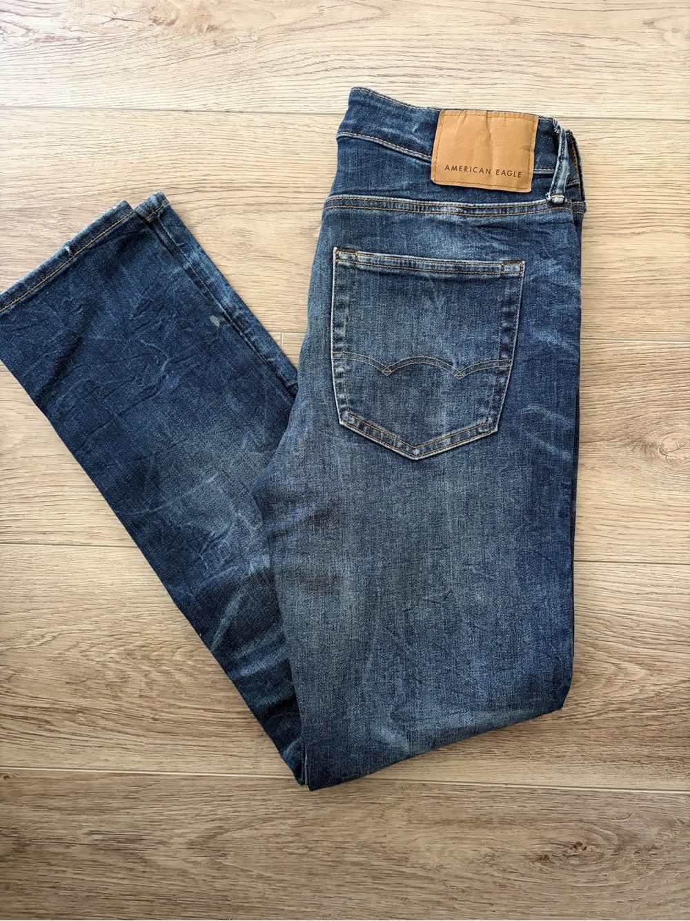 American Eagle Outfitters Men's Dark Blue Slim Straight Jeans